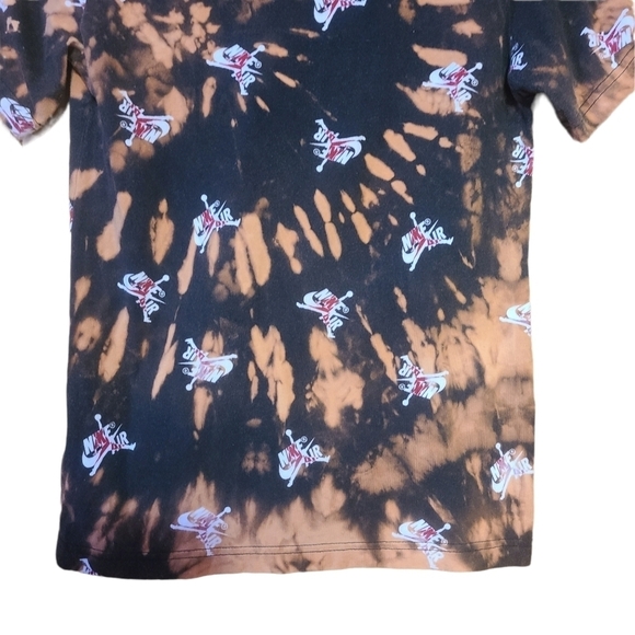 Jordan Nike Air black brown reverse bleach tye Dye short-sleeved crew-neck shirt - Picture 8 of 9